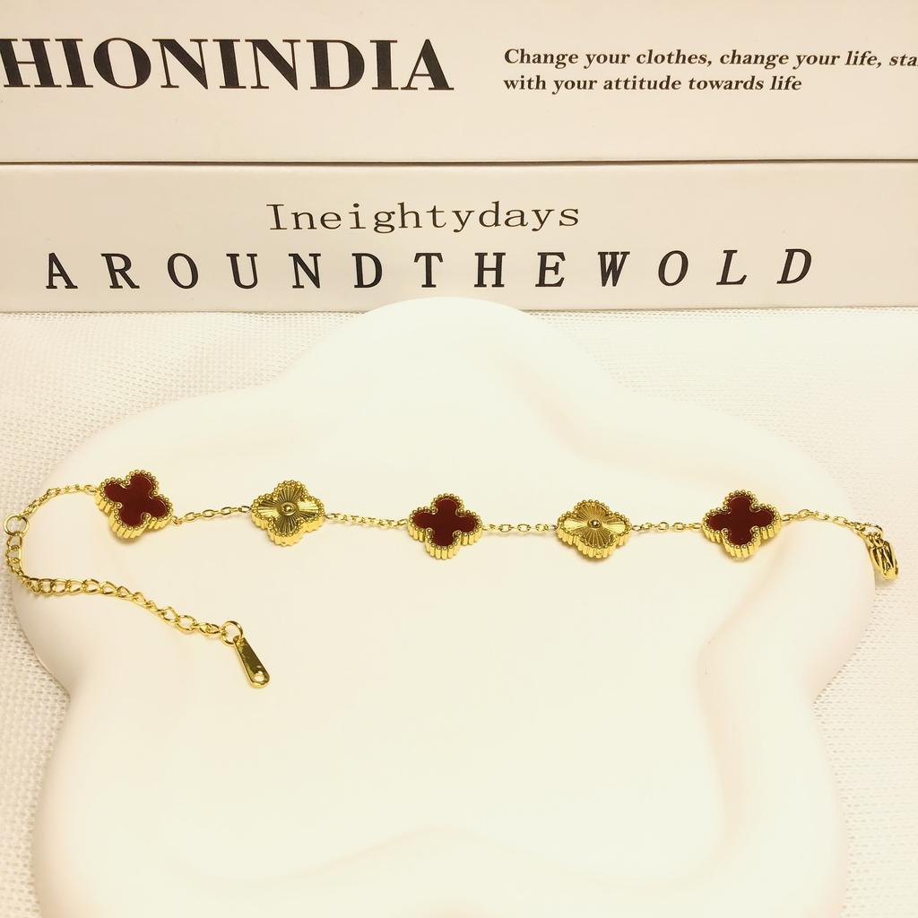 Bransoletka 13mm Czterolistna Koniczyna Pięć Kwiatów 18K Modna Wysokiej Klasy Bransoletka Damska