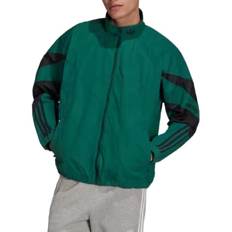 adidas Stripe Stand Collar Jacket Green Men's H06747