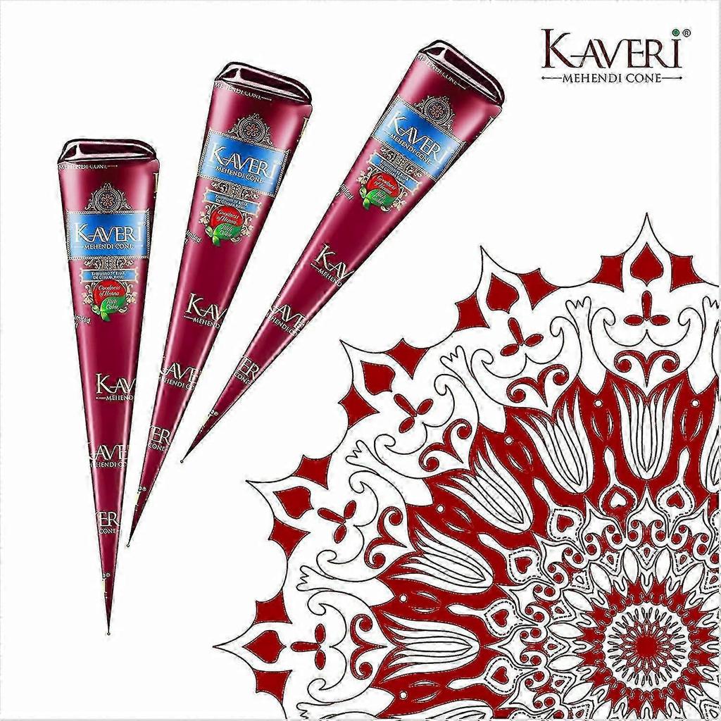 2025 6pcs Fresh Quality Kaveri Dark Brown Natural Henna Mehndi Cones Temperory Tattoos