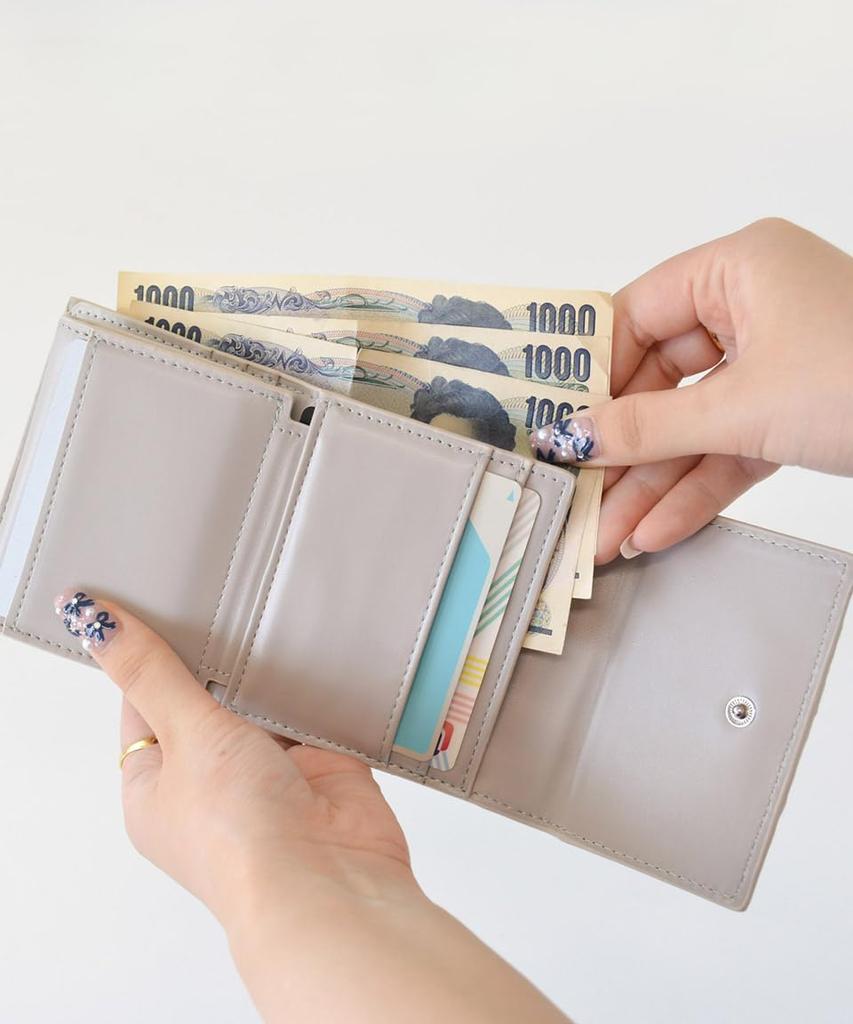 Altro Rose Gray Tri-fold Wallet for Women, Compact, Mini, Small, Slim, Foldable, Large Capacity, Coin Purse, Stylish, Gathered, Simple, One-Color