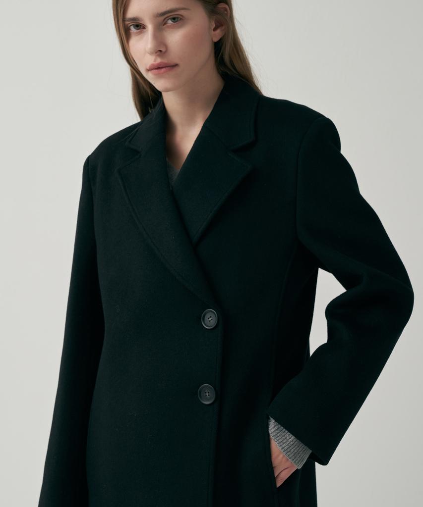 Mott Wool Single Long Coat - Black