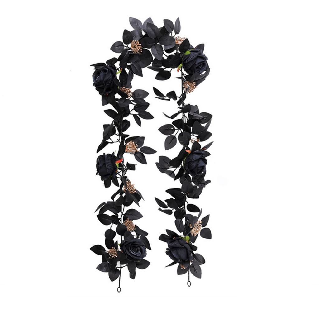 Artificial Rose Leaf Vine Garland Halloween Decorative Wall Hanging Simulation 175cm Realistic Floral Design for Indoor Outdoor Events