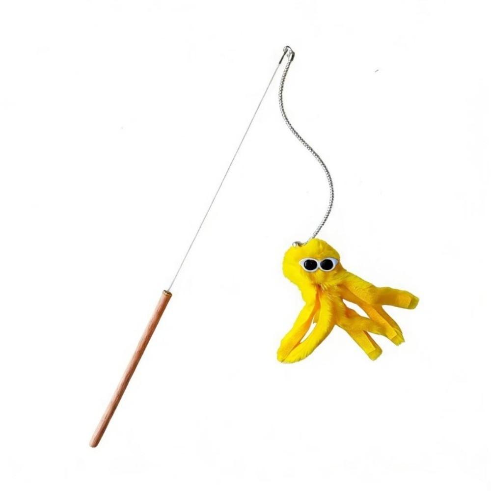 New Cute Octopus Cat Teasing Wands Funny Catcher Long Handle Interactive Stick Plushie Animals Teaser Stick Rod Indoor Play
