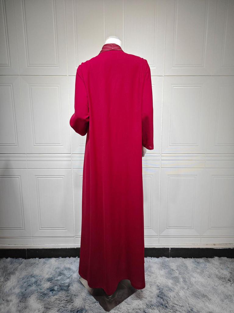 MQ182 Bescheidene Sommer Damen Farbblock Streifen Vielseitige Lange Abaya Robe