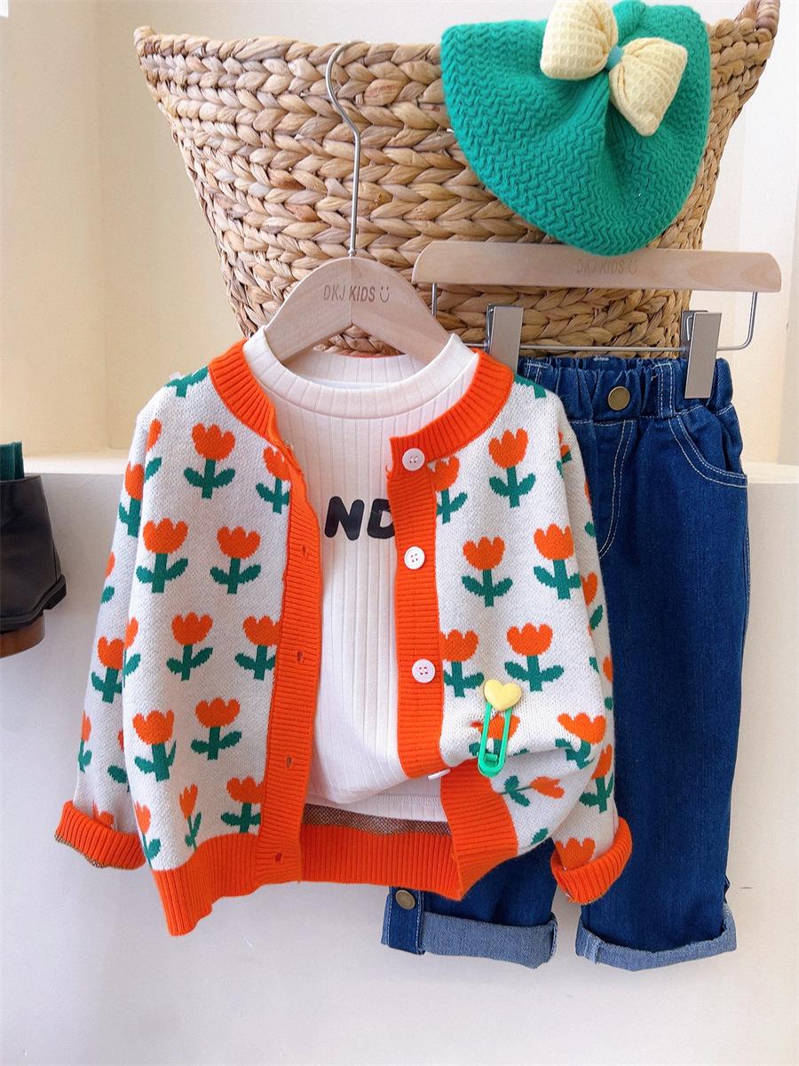 

Дівчачий осінній кардиган: Новий трикотажний светр у корейському стилі для весни та осені [Колекція KF] 90 cm