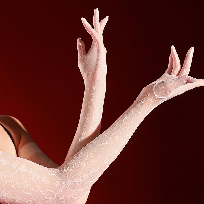 Jacquard Silk Stockings, Five-Finger Gloves, Silky, High-Elasticity, Shiny And Smooth,Grade , Thin