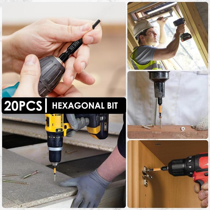 20/10PCS Magnetic Allen Wrench Drill Bit Long Impact Hex Head Screwdriver Bit Set 1/4 Inch Torx Hex-Shank Driver Bits Set