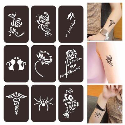 Simple Small Pattern Hollow Adhesive Tattoo Template Stickers Temporary Body Art Tattoo Template for Women Men