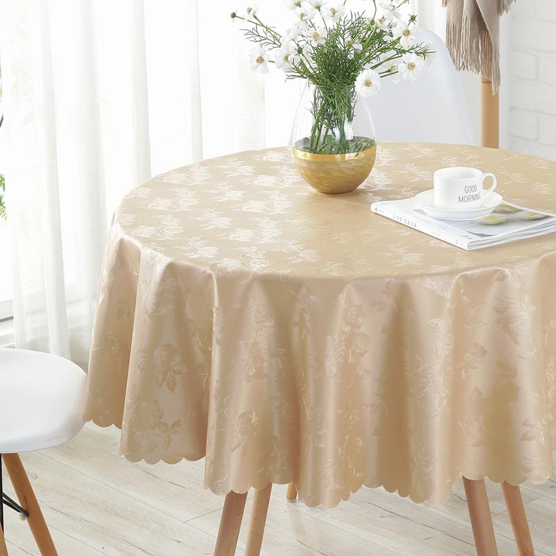 European Style Fabric Wedding Pad Round Household Printed Waterproof Desk Cloth Solid Color Hanging Non Washable Tablecloth