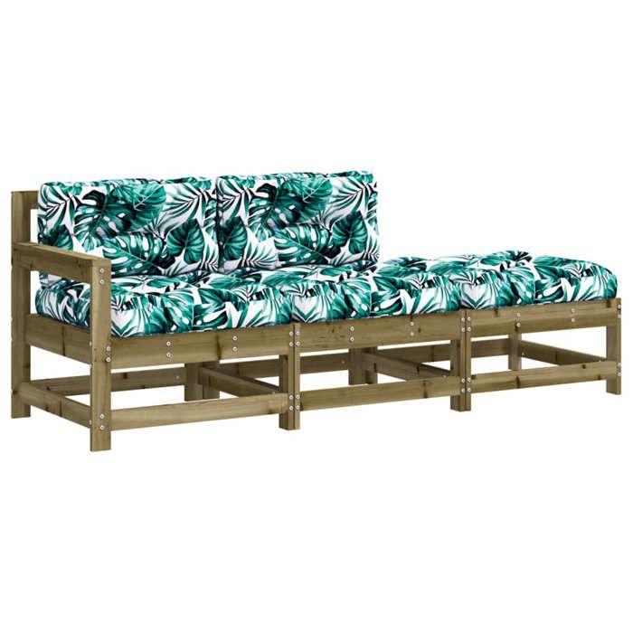 VidaXL Salon de jardin 3 pcs avec coussins bois de pin imprégné 825603