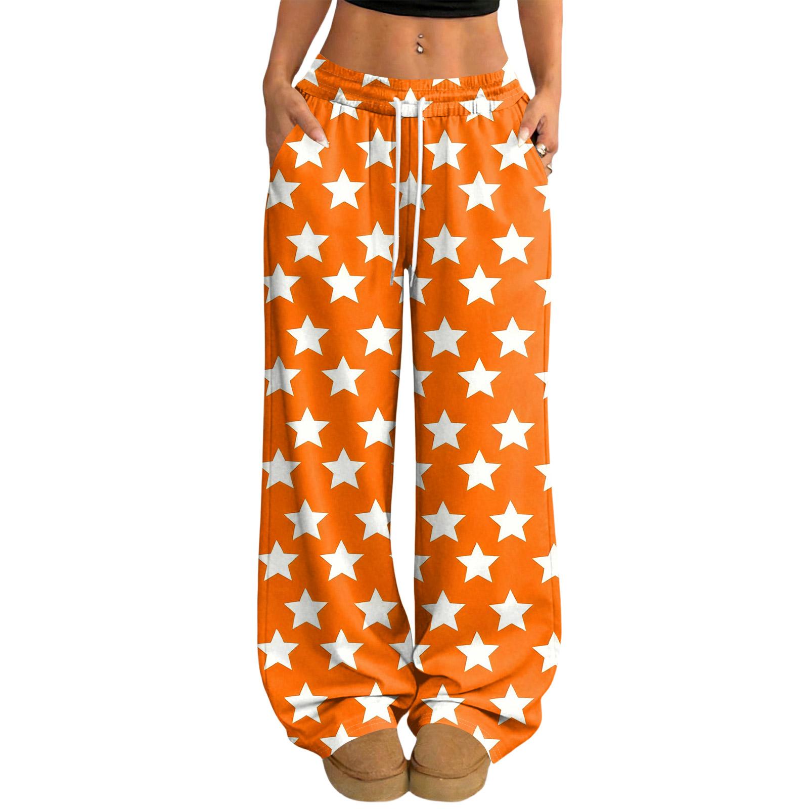 

Женские повседневные и модные брюки с эластичной талией, свободные, с широкими штанинами XL оранжевый