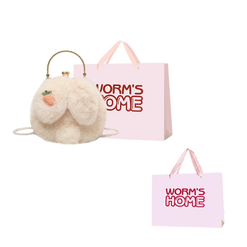 Worm's Home Plush Crossbody Handbag Regular Women's White XCJ-GP BX163
