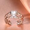 Stainless Steel Heart Ring Open Adjustable Women's Ring Mother's Day Valentine's Day Gift for Lover
