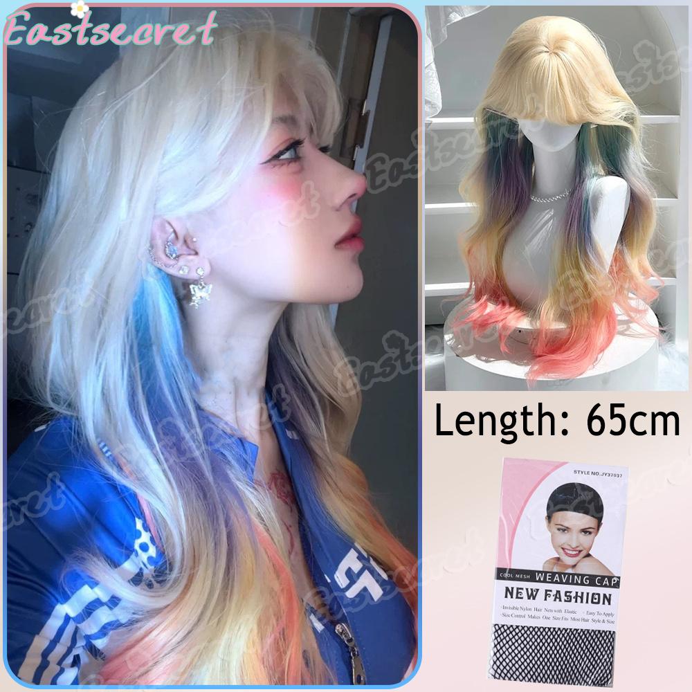 22 Zoll Seeblaue Farbe Synthetische Perücken Mittelscheitel Lang Natürlich Welliges Haar Perücke Für Frauen Cosplay Drag Queen Party Hitzebeständig