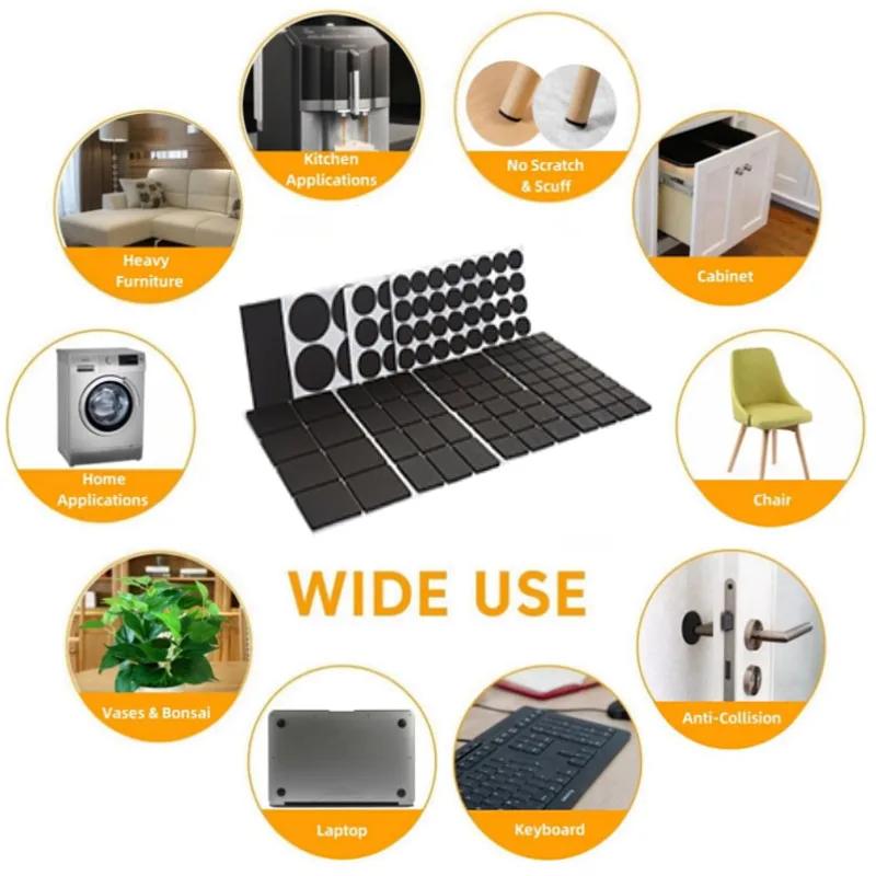 1~16pcs Self-Adhesive Anti-Slip Rubber Pads, Round/Square Chair Leg Protectors, Table Foot Cushions, Anti-Collision Furniture
