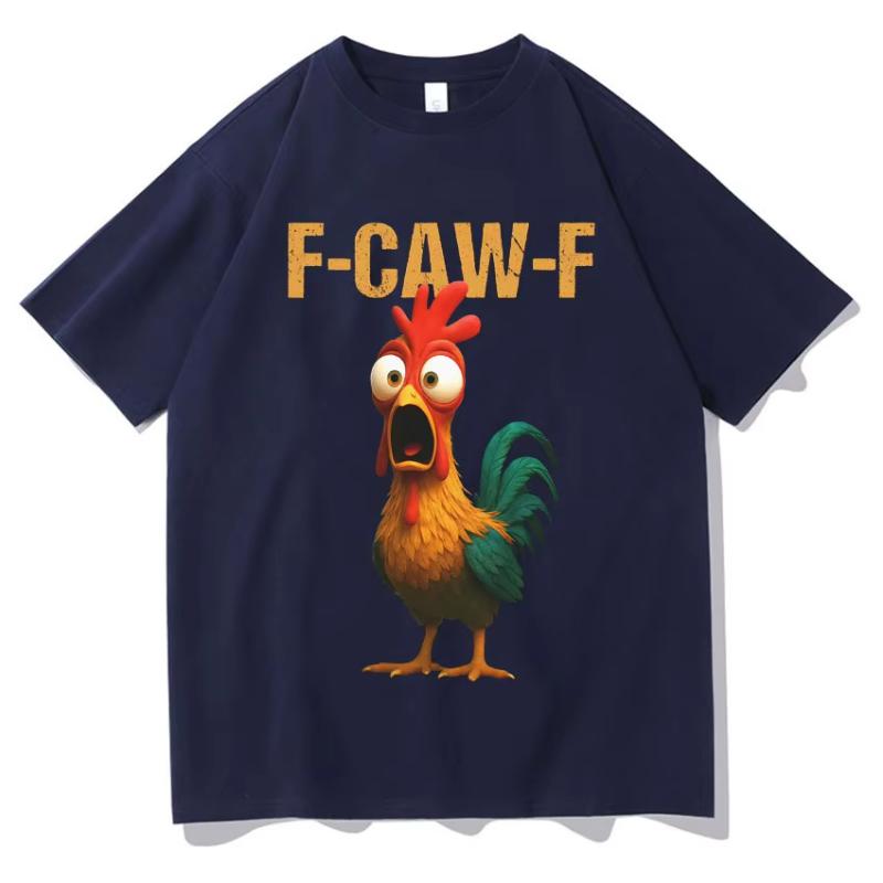 Funny Summer F Caw F Chicken Harajuku New Short Sleeves Tshirt Mens Humor T Shirt Chicken Aesthetic Casual Oversized Tops Unisex