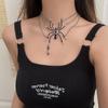 Punk Personality Simulation Rhinestone Black Spider Tassel Multi-layered Necklace for Women Halloween Collar Chain Jewelry Gifts