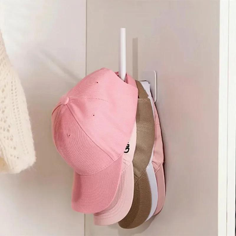Baseball cap rack sticky hook wall rack drilling-free storage hat storage box door wardrobe hat rack