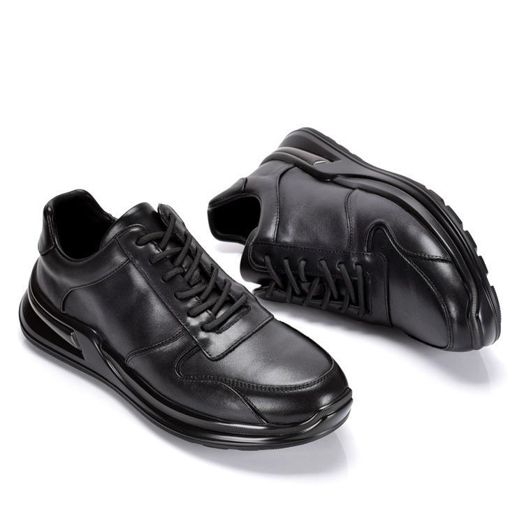 Men's Genuine Leather Comfortable Fashion Lace-Up Casual Sports Shoes with Thick Soles & Height Boosting, Breathable & Trendy Design