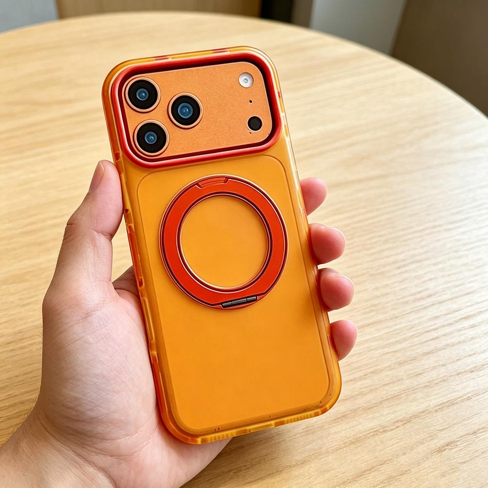 KEYSION Color blocking Magnetic 360°Ring Stand Case for MagSafe for iPhone 14 15 16 17 Pro Max Matte Shockproof Phone Back Cover