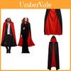 Mantello da Costume da Vampiro con Cappuccio per Halloween Cosplay Adulti Accessorio per Travestimento