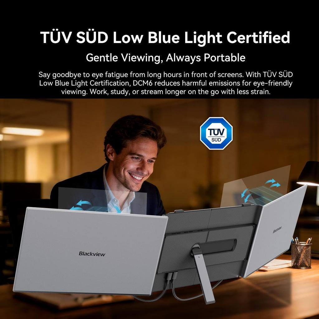 Blackview DCM6 14palcový monitor s duální obrazovkou, prodlužovač obrazovky notebooku, USB-C FHD 1080P přenosný monitor, IPS 60Hz externí monitor