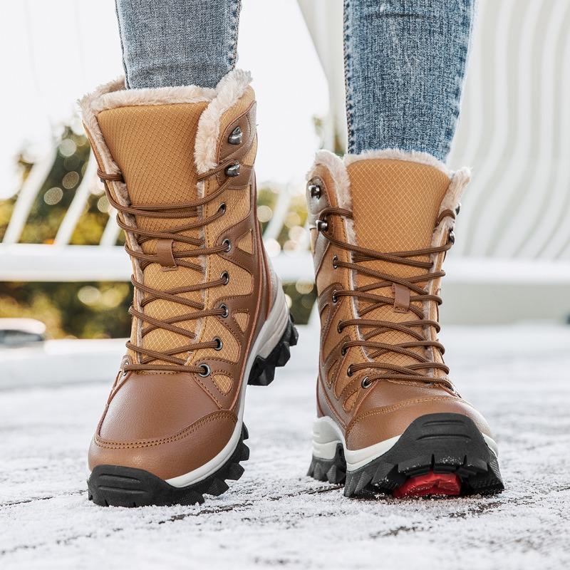 

36-45 Мужские зимние ботинки Высокие плюс бархат Теплые женские ботинки Нескользящие Износостойкие Снежные ботинки 45 коричневый