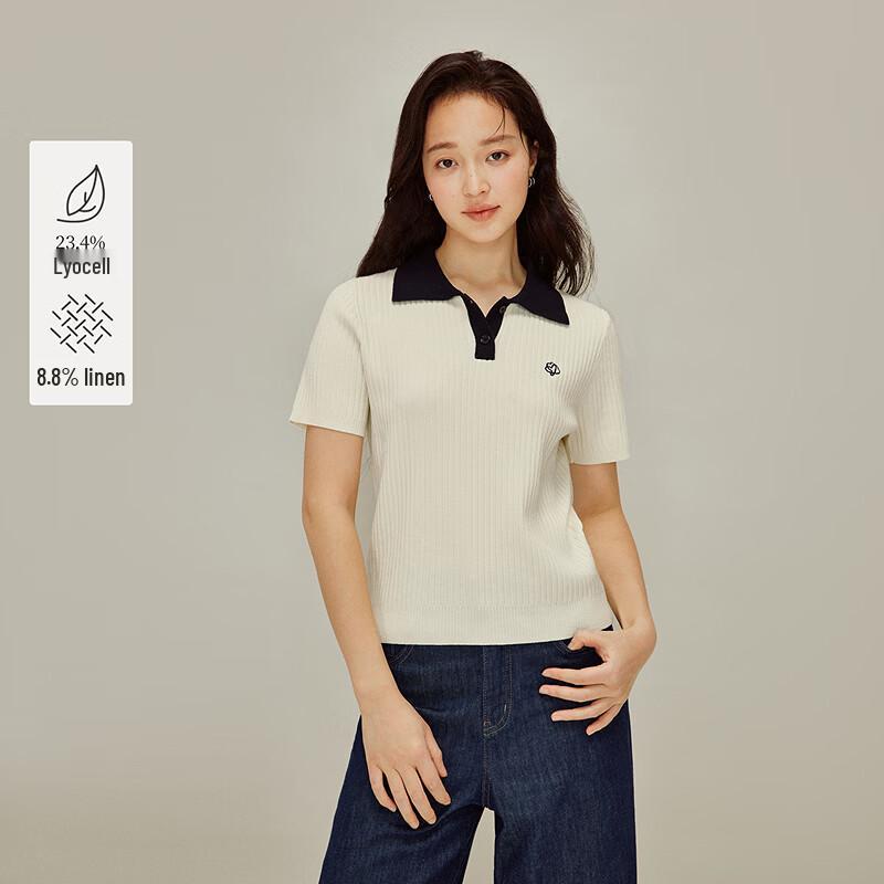 

INMAN Women s Polo Neck Embroidered Knit Top XL