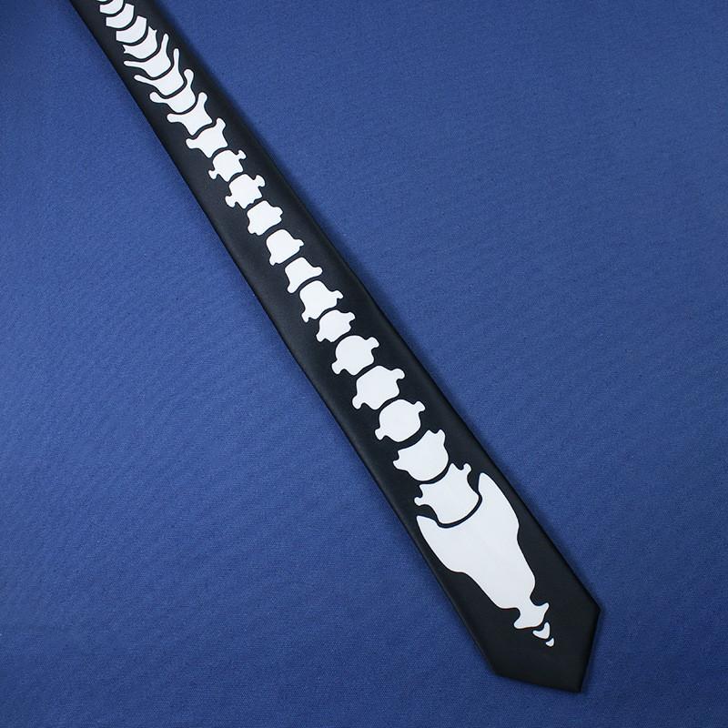 Bond Spectre James Role Play Arrow Shaped Black And White Skeleton Tie Printing