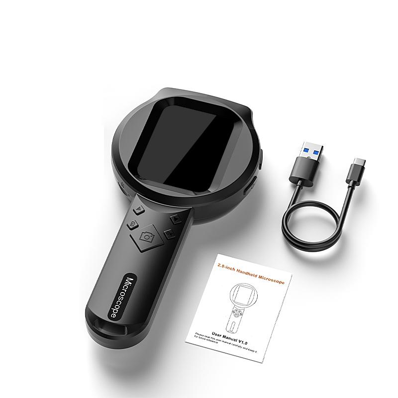 

Full HD 2.8 IPS Digital Magnifier 1080P 100X Portable Handheld Mignifying Glass Electronics Repair Check Jewelry Magnifier Black without TF