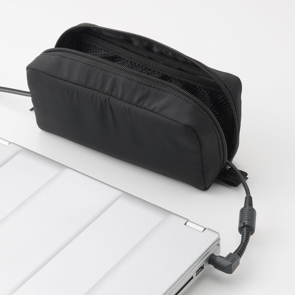 MUJI Polyester Gadget 20cm x 9cm x 6cm NDE16A1S Pouch, Black, Approx. (W) (H) (D),