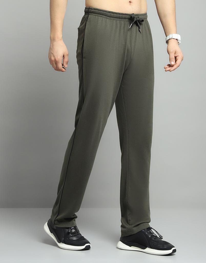 Monte Carlo Mens Solid Olive Mid Rise Regular Fit Lower