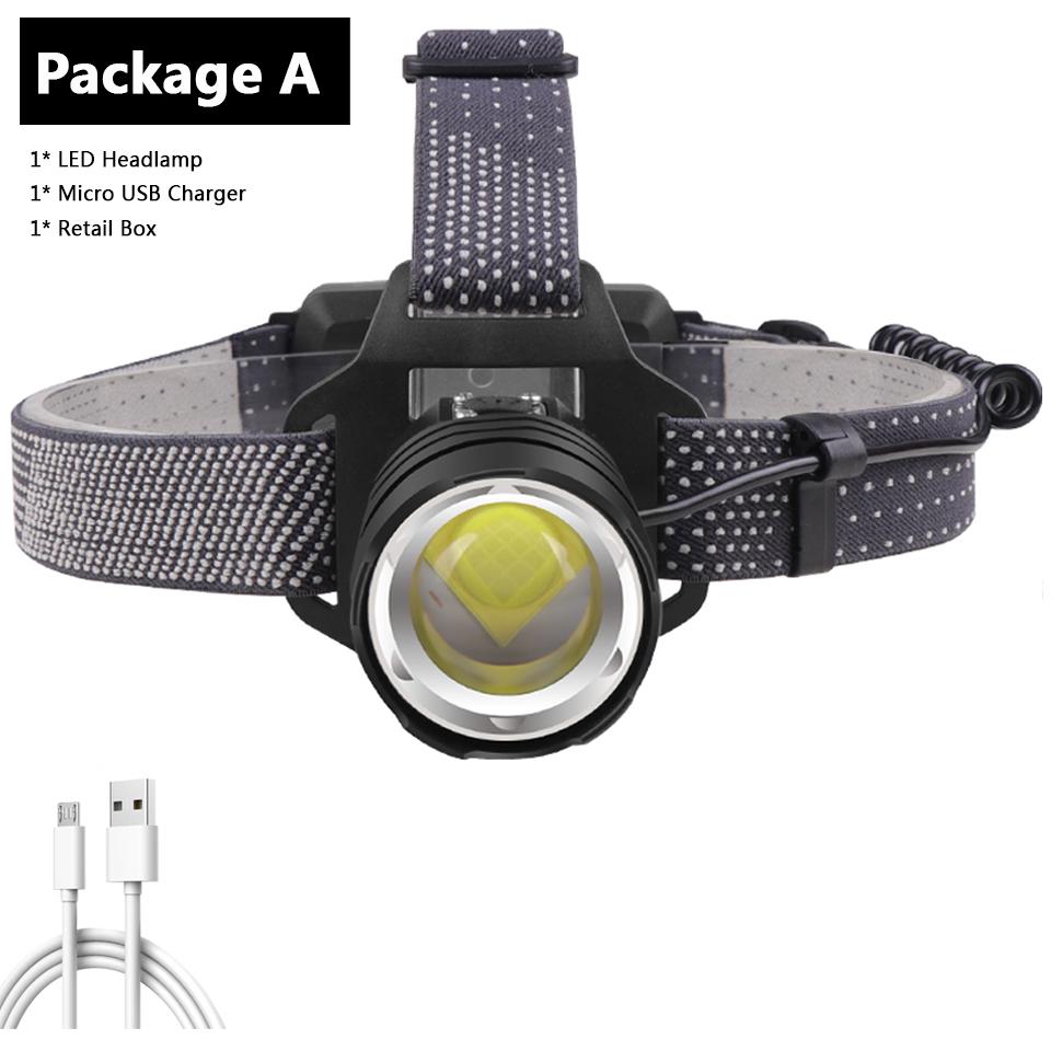 

XHP160 светодиодный мощный налобный фонарь с масштабируемой головкой, фонарик, лампа 18650, аккумулятор, водонепроницаемый для кемпинга, фара Option A