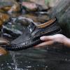 Men's Breathable Mesh Summer Sandals - Size 50, Soft Sole Slip-on Leather Shoes for Dad