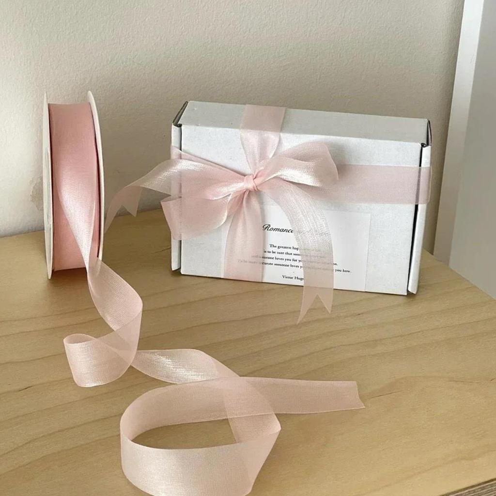 Beautiful Translucent Chiffon Ribbons 2.5cm Width DIY Handicraft Bowknot Festival Gift Box Packing Ribbons