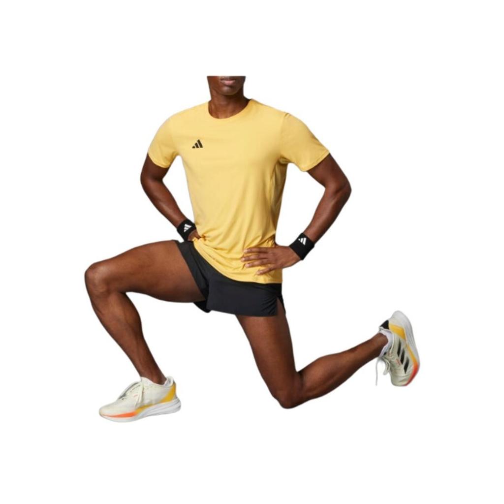 adidas Slim Fit Comfortable Round Neck Short Sleeve T-Shirt With Solid Color Print Logo Men Tops Light-Yellow IR7126