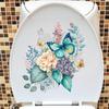 Toilet Sticker Waterproof Floral Butterfly Self Adhesive Removable No Trace for Home Bathroom Renovate