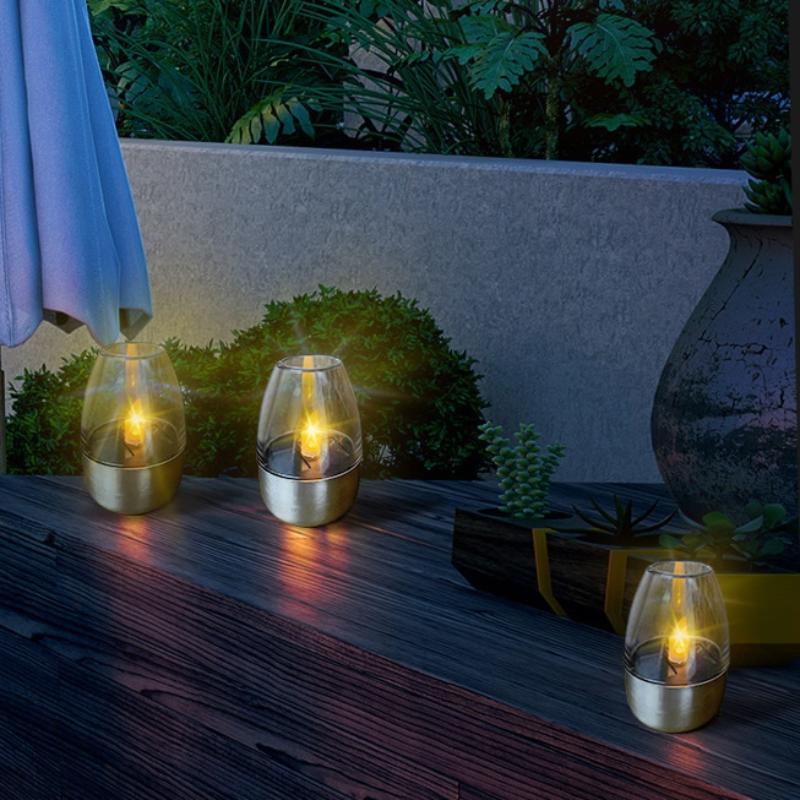 Solar Candle Light Flameless Led Night Lights Stainless Steel Waterproof Lawn Light Outdoor Garden Birthday Party Decor