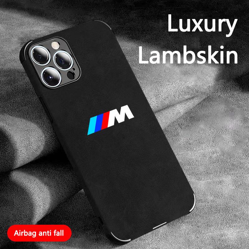 For BMW Performance Suede Car All Inclusive Phone Case For iPhone 16 15 13 14 12 Pro Max 8 XR XS 16 Plus 15Pro MAX Cover Sticker Nlvc53