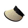Leaf Metal Mark Empty Top Hat Braided Large Edge Sun Protection Sun Protection UV Rays Hat Showing Small Face