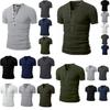 Fashion Men's Slim Fit V Neck T-shirt Muscle Tee Casual Tops Short Sleeve Blouse In Stylish Solid Colors