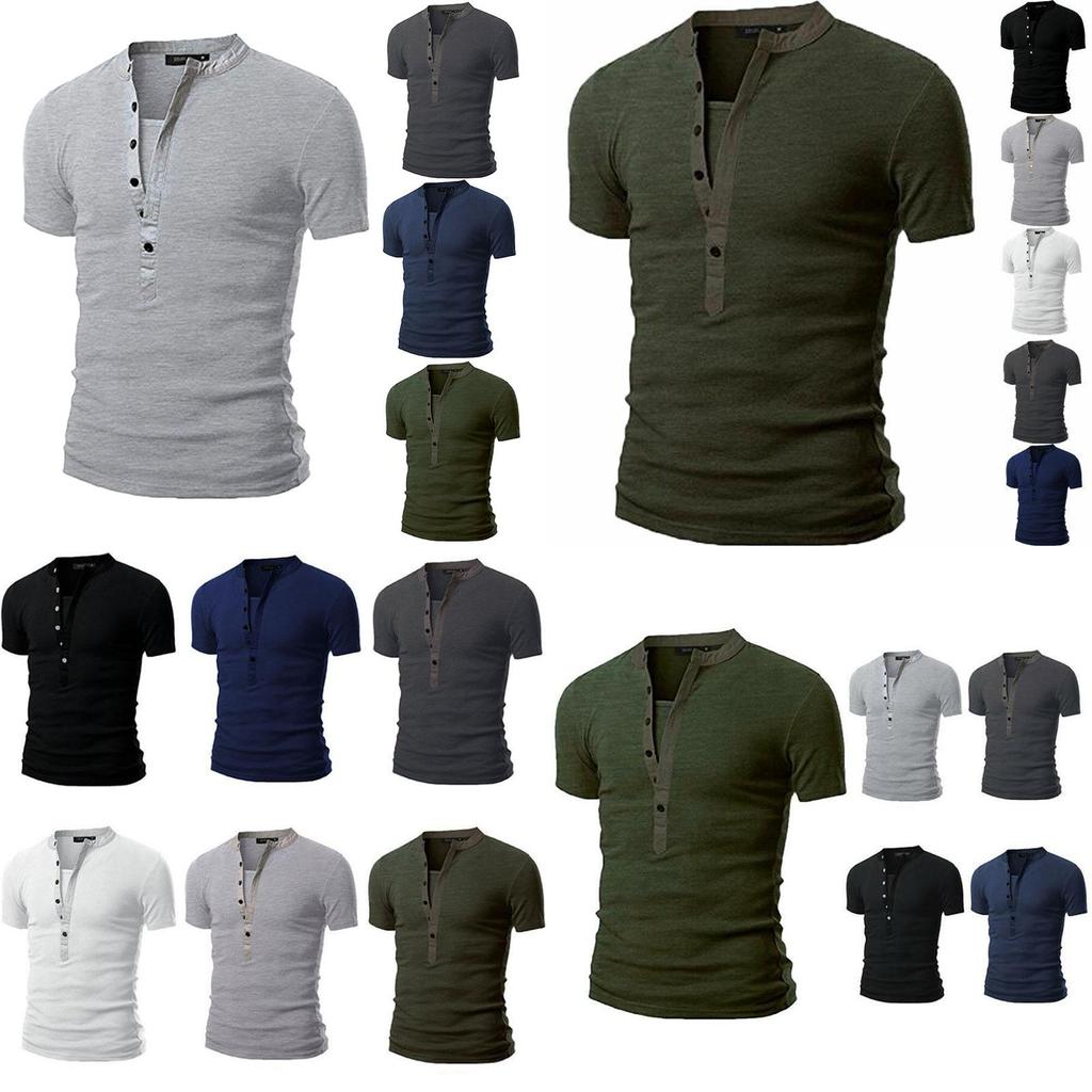 Fashion Men's Slim Fit V Neck T-shirt Muscle Tee Casual Tops Short Sleeve Blouse In Stylish Solid Colors