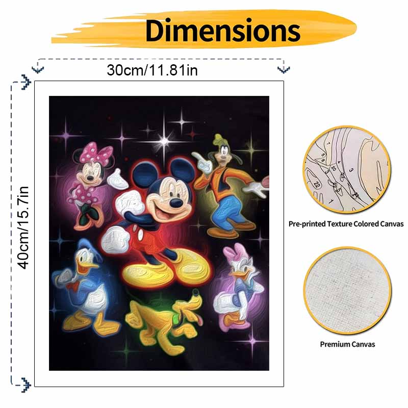 Disney Mickey Mouse Minnie Donald Daisy Goofy Pluto Oil Painting Art Kit Handmade Diy Home Decorations