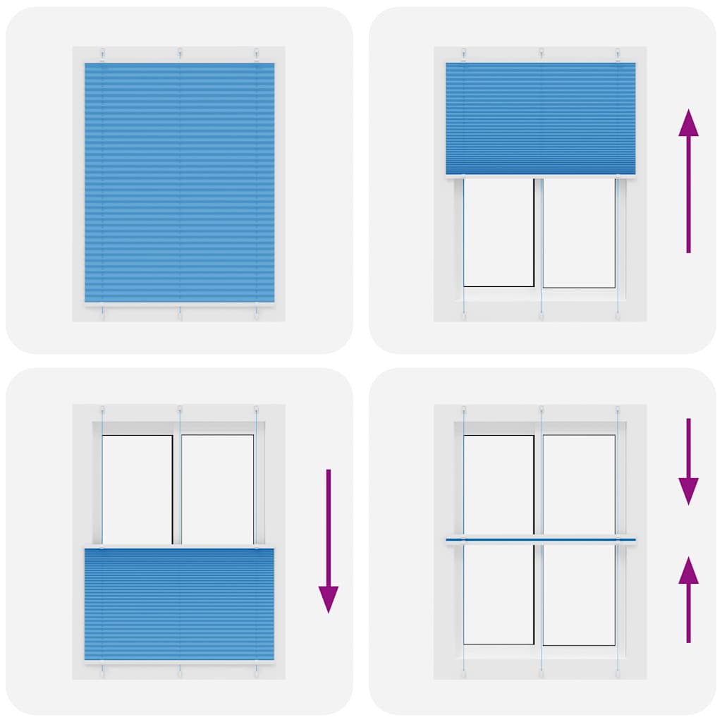 Blue Pleated Roller Blind 105X150 Cm Fabric Width 104.4Cm
