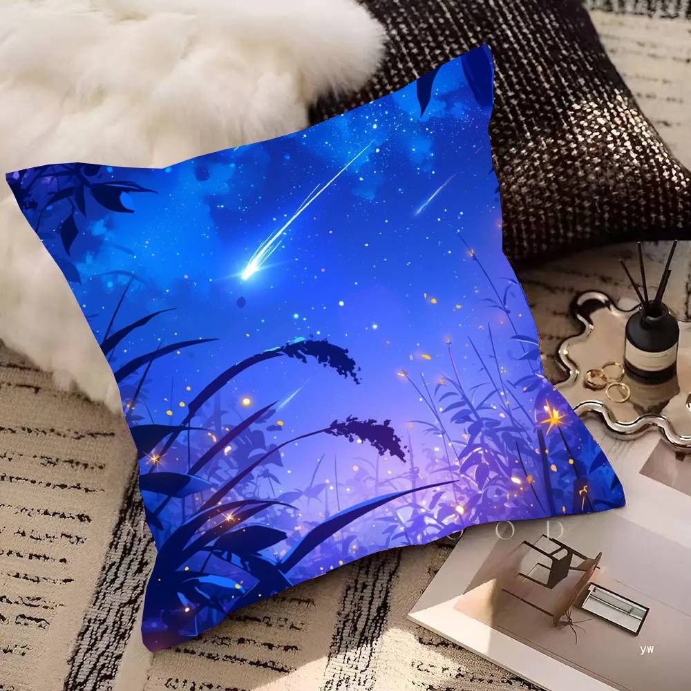 Meteor Shower Starry Sky Pillow Case Fashion Square Pillowcase Bedroom Sofa Room Ins Decoration Leisure