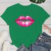 (Premium T-shirt)Hot Pink Lips Funny Summer Women T-Shirt Harajuku Print Fashion Short Sleeve Summer Casual T-Shirt Top