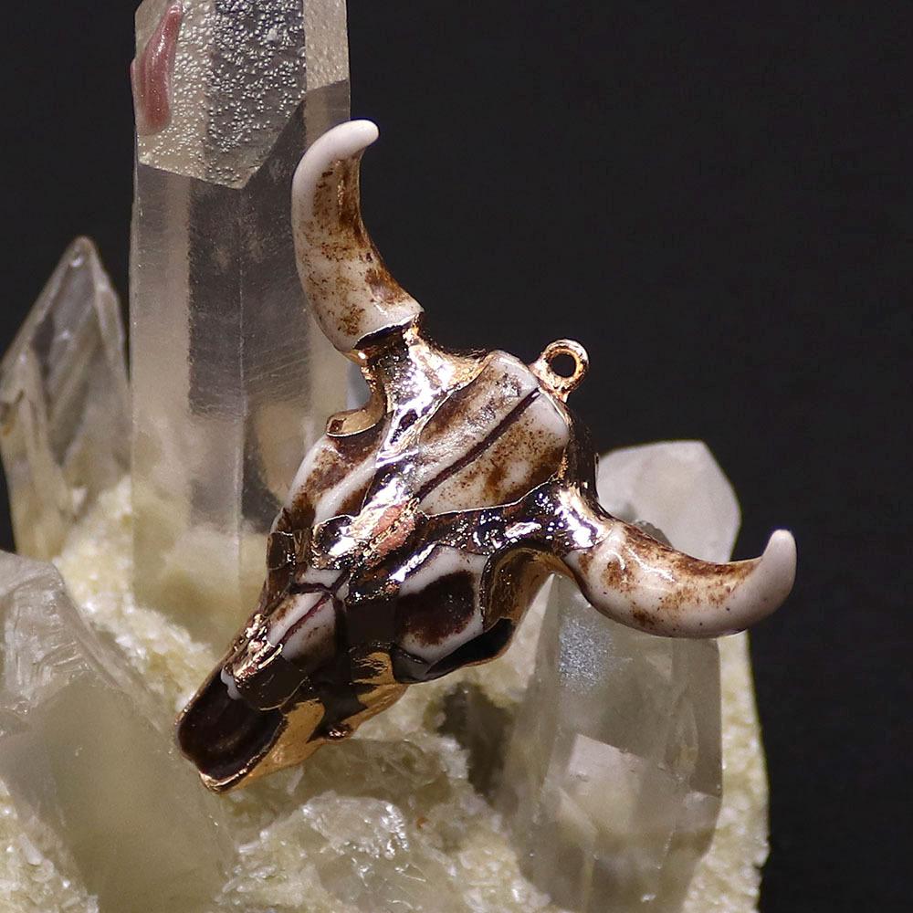 

1pc Acrylic Bull Head Bone Shape Pendants Golden Edge Wrapped Design Charms Accessory DIY Making Retro Necklace Jewelry света кофе