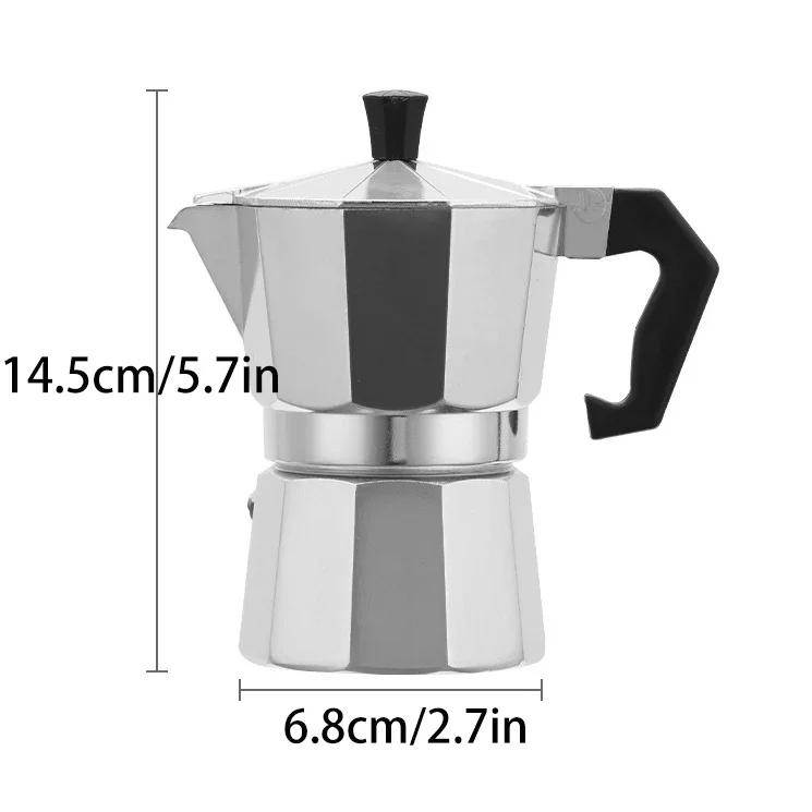 Aluminium Moka Kanne Kaffeemaschine in verschiedenen Größen (50/100/150/300ml) - Langlebiger Espressokocher für den Heimgebrauch & Outdoor-Camping
