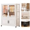 Mobile Wardrobe Clothes Organizer with Haging Rod & Cabinet Clothing Storage Shelf with Wheels Wardrobe Closet Rack for Bedroom
