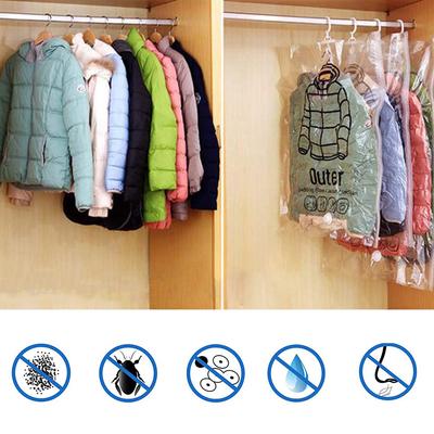 Hanging Vacuum Storage Bags Compressed Organizer Closet Saving Space Double Seal Wardrobe Hanger Clothes Cotton Organization